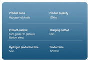 BALASHOV garrafa hidrogênizadora de água 1500ml com carregamento USB e corpo PC garrafa esportiva 1.5 litros para academia