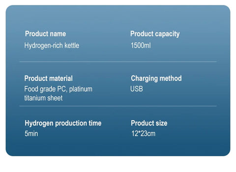 BALASHOV garrafa hidrogênizadora de água 1500ml com carregamento USB e corpo PC garrafa esportiva 1.5 litros para academia