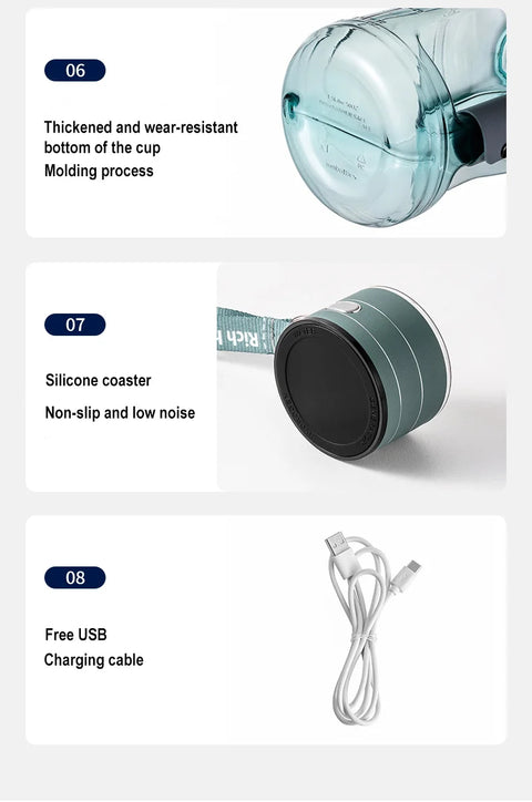 BALASHOV garrafa esportiva 1.5 litros para academia. Hidrogênizadora com base reforçada, rodapé de silicone e cabo USB