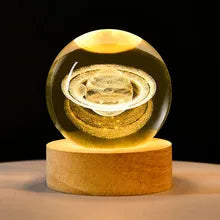 Lâmpada decorativa ambiente bola de plasma projetor 3D com base em madeira iluminada