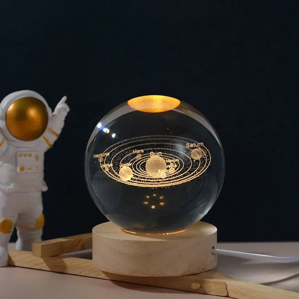 Lâmpada decorativa bola de plasma projetor 3D com design do sistema solar, ideal para ambientes modernos