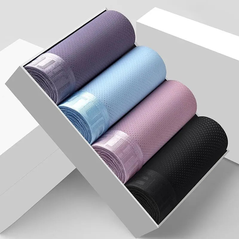 Conjunto de cueca boxer masculina seda gelada em diferentes cores, ideal para conforto e estilo