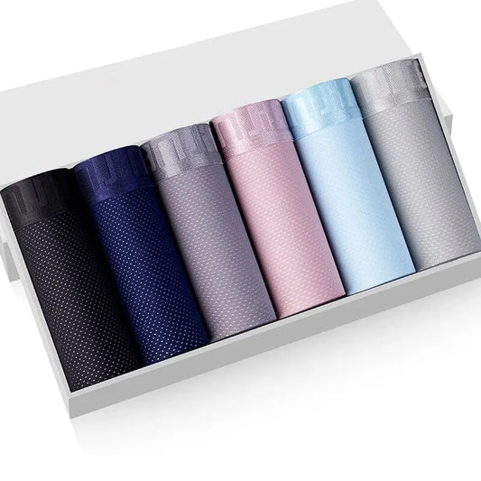 Conjunto de cuecas boxers masculinas em seda gelada, em várias cores, embaladas em caixa elegante