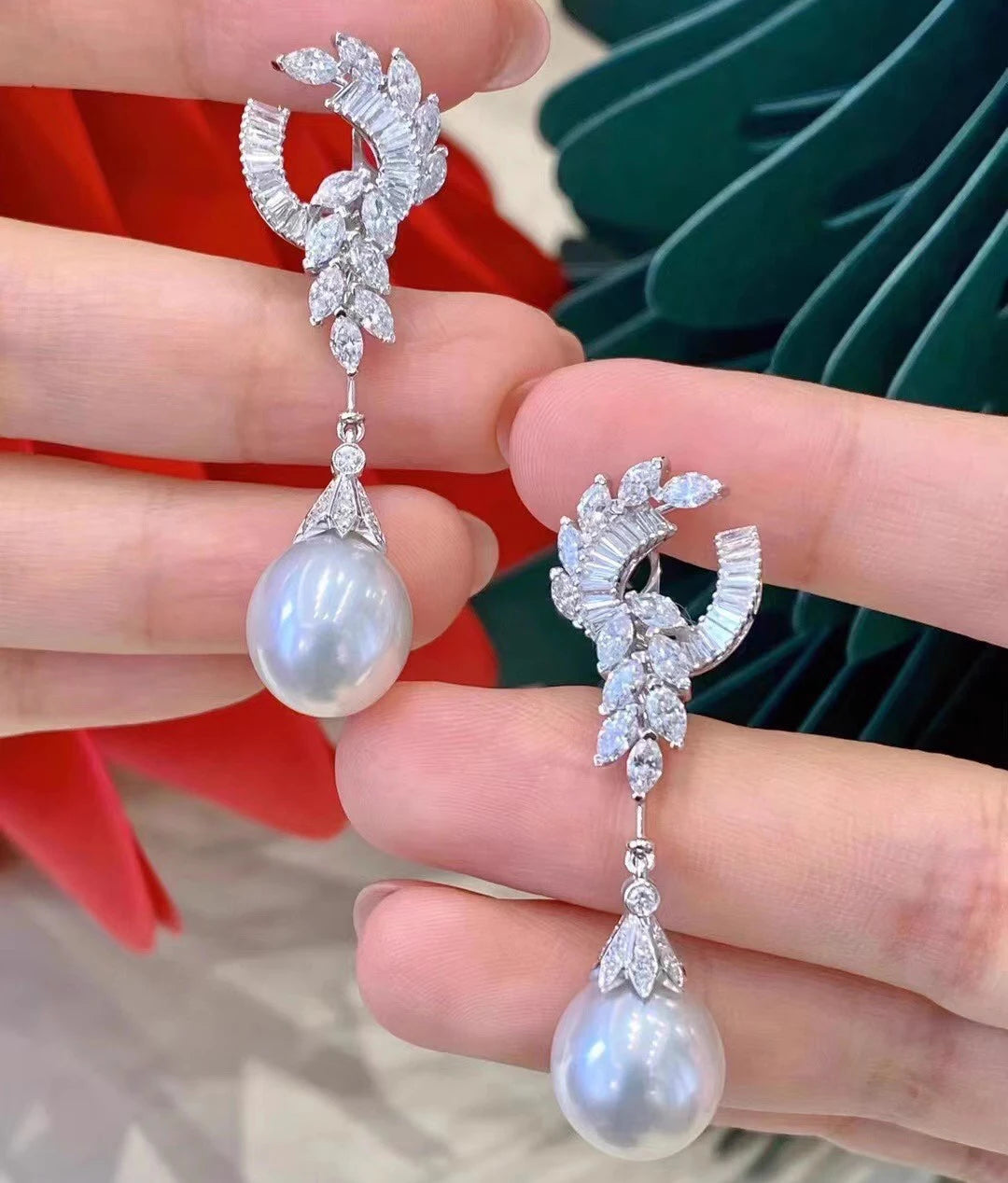 Brincos de gota de moda MEIBAPJ com design elegante e pérolas brilhantes para um visual sofisticado