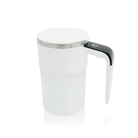 Caneca magnética automática branca com tampa e alça ergonômica para café quente