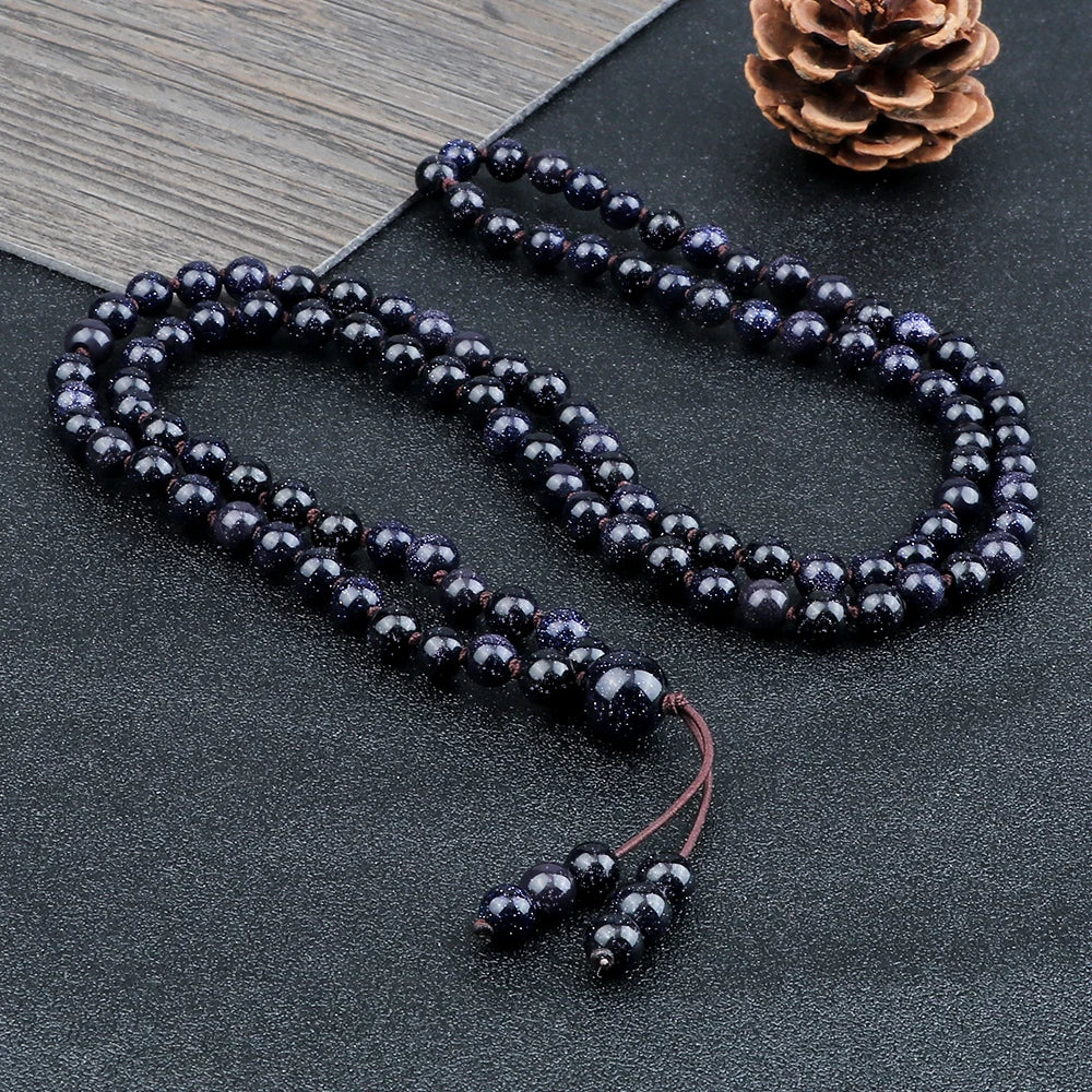 Colar multicolorido pedras naturais RELIATONNY com contas brilhantes para meditação e estilo