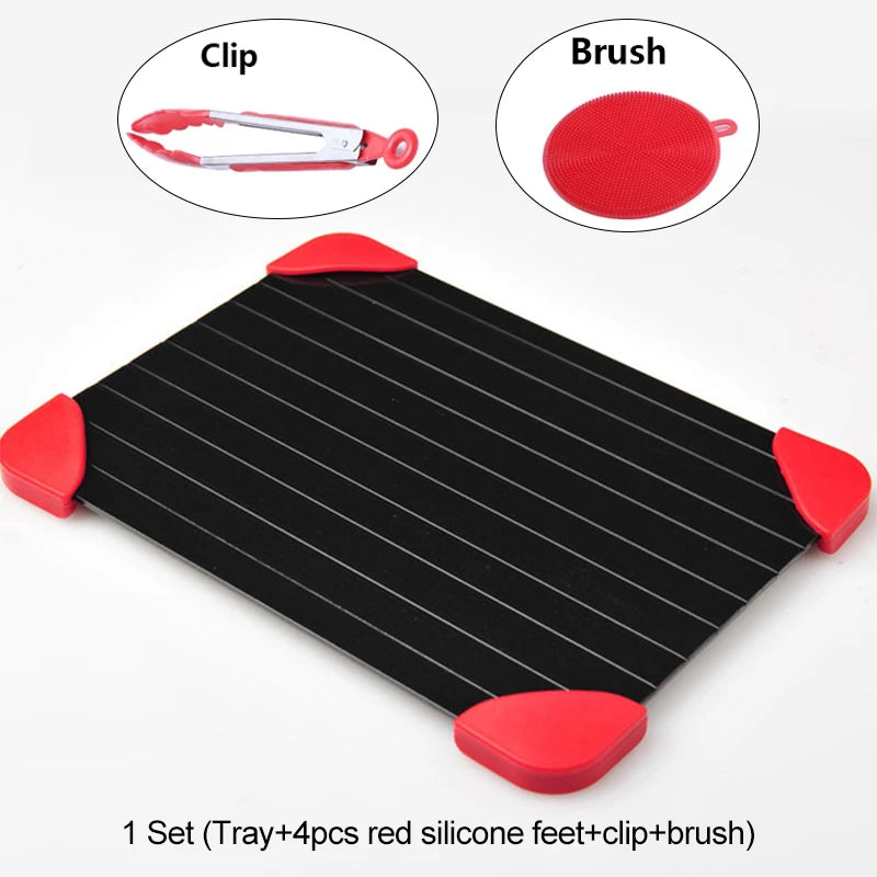 Bandeja de descongelamento rápido em silicone para como descongelar carne rapidamente com suportes antiderrapantes