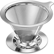Filtro de café em aço inoxidável 304, dupla camada, reutilizável e lavável - Compatível com cafeteiras - Ideal para amantes de café