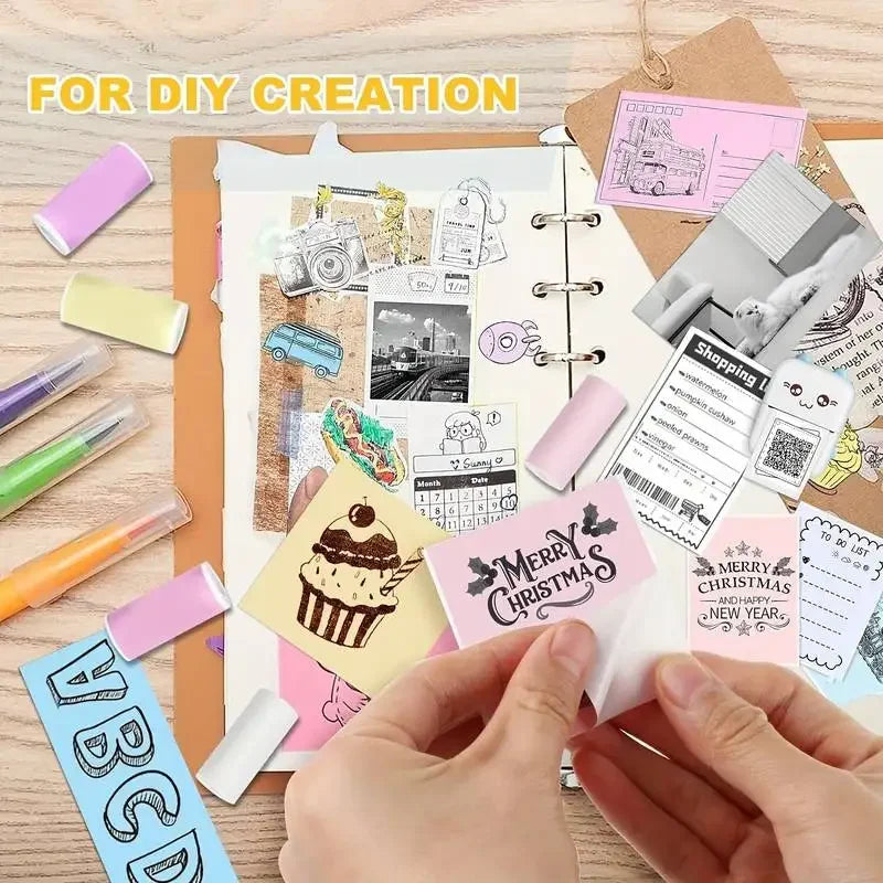 Rolos de papel de mini impressão PERIPAGE para criar etiquetas autoadesivas 57mm em projetos DIY