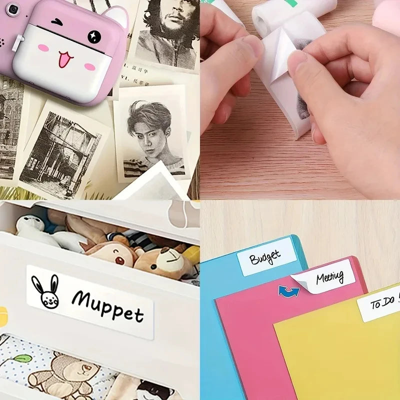 Rolos de papel de mini impressão da PERIPAGE para etiqueta autoadesiva 57mm, demonstrações de uso e personalização