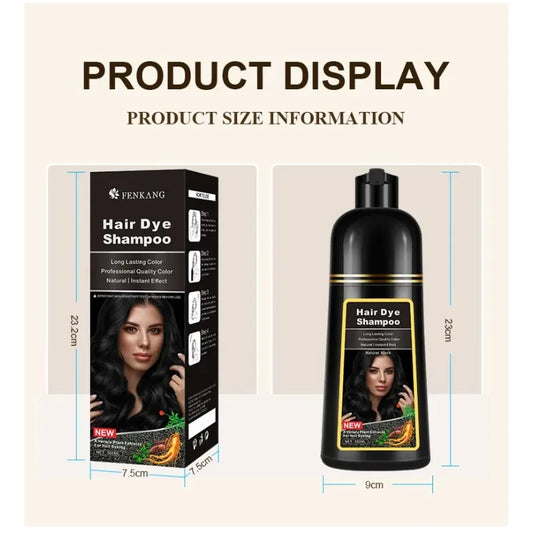 Shampoo de tintura de cabelo com componentes herbais da EELHOE, embalagem e produto em destaque