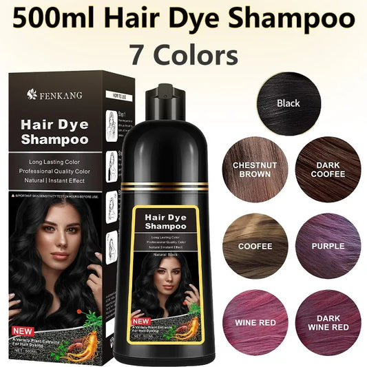 Shampoo de tintura de cabelo com componentes herbais de 500ml da EELHOE em 7 cores, incluindo preto e castanho claro