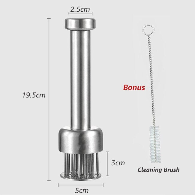 Amaciador de carne em aço inox com ferramenta ultra afiada para cozinha e escova de limpeza inclusa