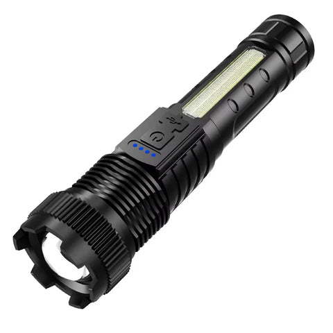 Lanterna HEINAST led de alta potencia lanterna cob potente com luz lateral com indicador de bateria azul