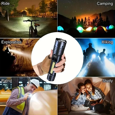 Lanterna LED de alta potência HEINAST lanterna cob potente com luz lateral recarregável para camping trilhas e trabalho