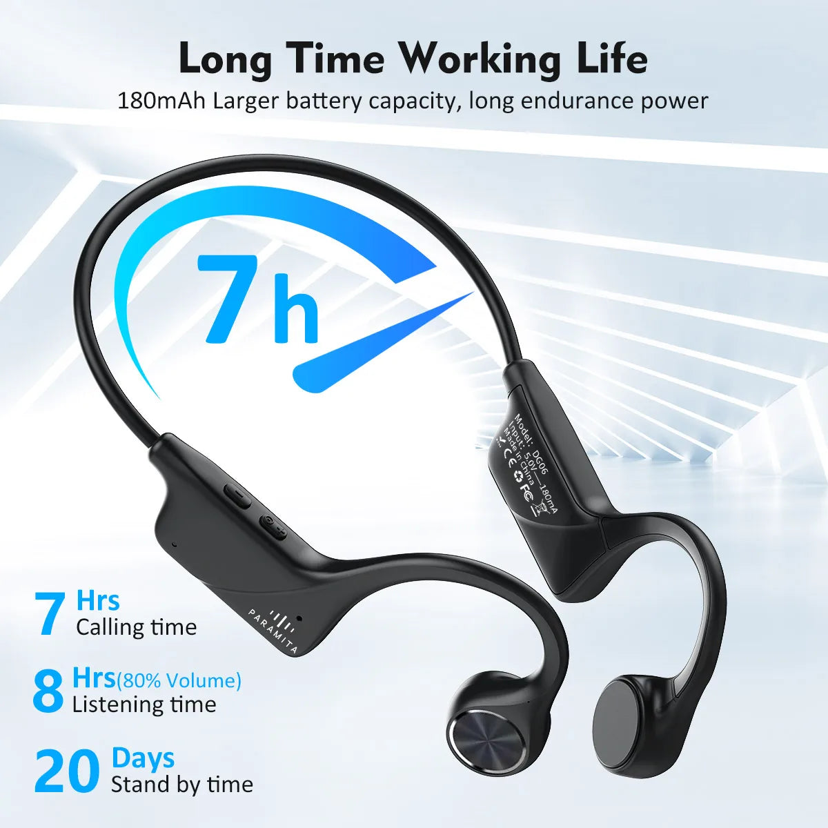 Fone com microfone para corrida da STARSKY, com até 7 horas de duração da bateria e design ergonômico