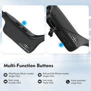 Detalhe do fone com microfone para corrida da STARSKY com botões multifuncionais e design ergonômico