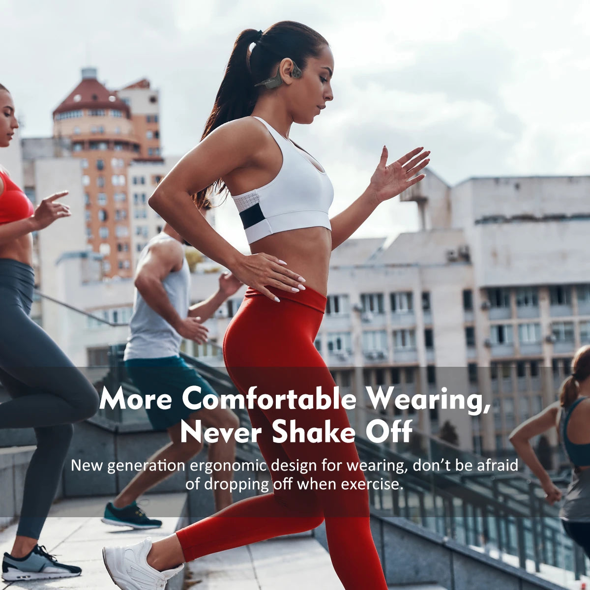 Fone com microfone para corrida da STARSKY com design ergonômico para conforto e segurança durante exercícios