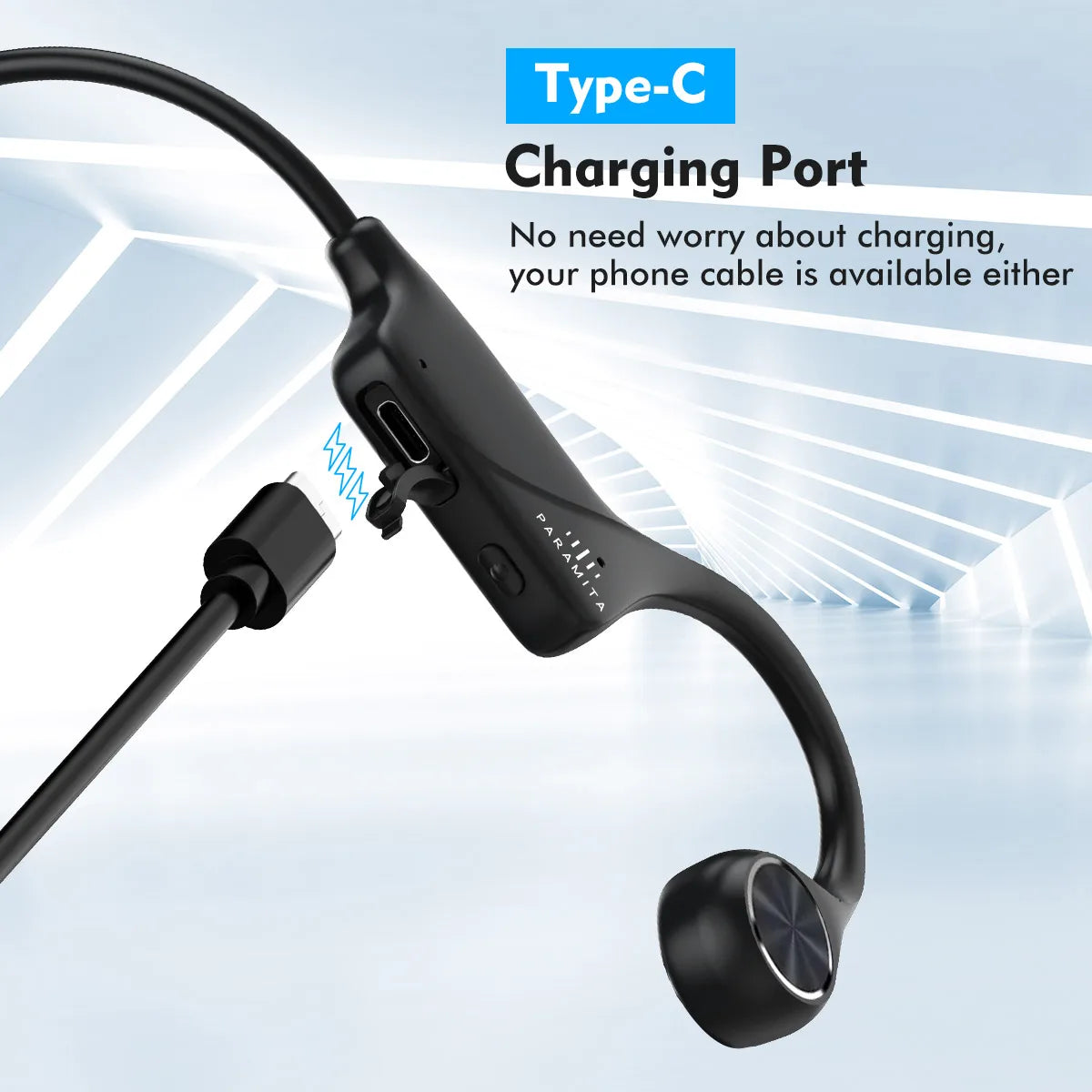 Fone com microfone para corrida da STARSKY com conector Tipo-C e design ergonômico