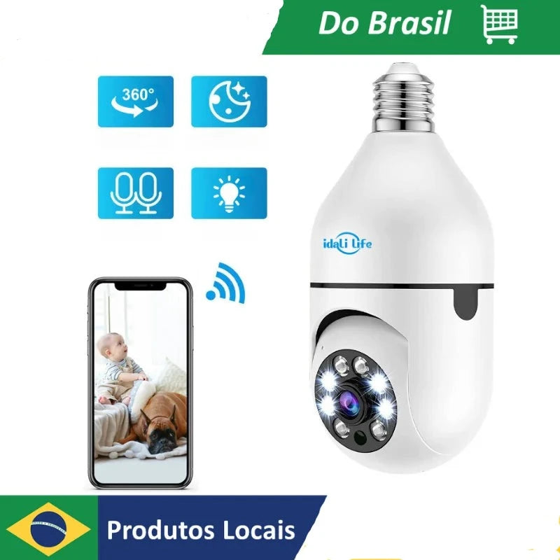 Câmera de vigilância DAFU-Brasil com Wi-Fi e monitoramento por aplicativo em formato de lâmpada