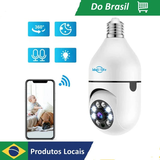 Câmera de vigilância DAFU-Brasil com Wi-Fi e monitoramento por aplicativo em formato de lâmpada