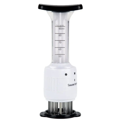 Injetor de marinada 2 em 1 com medidor para aromatizar carnes facilmente e uniformemente