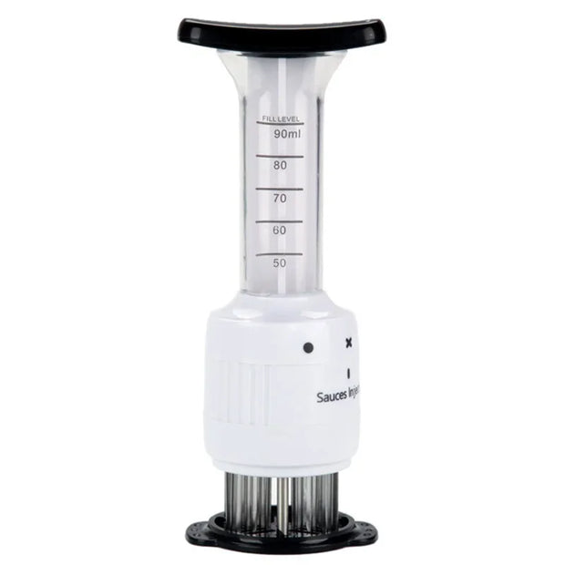 Injetor de marinada 2 em 1 com medidor para aromatizar carnes facilmente e uniformemente
