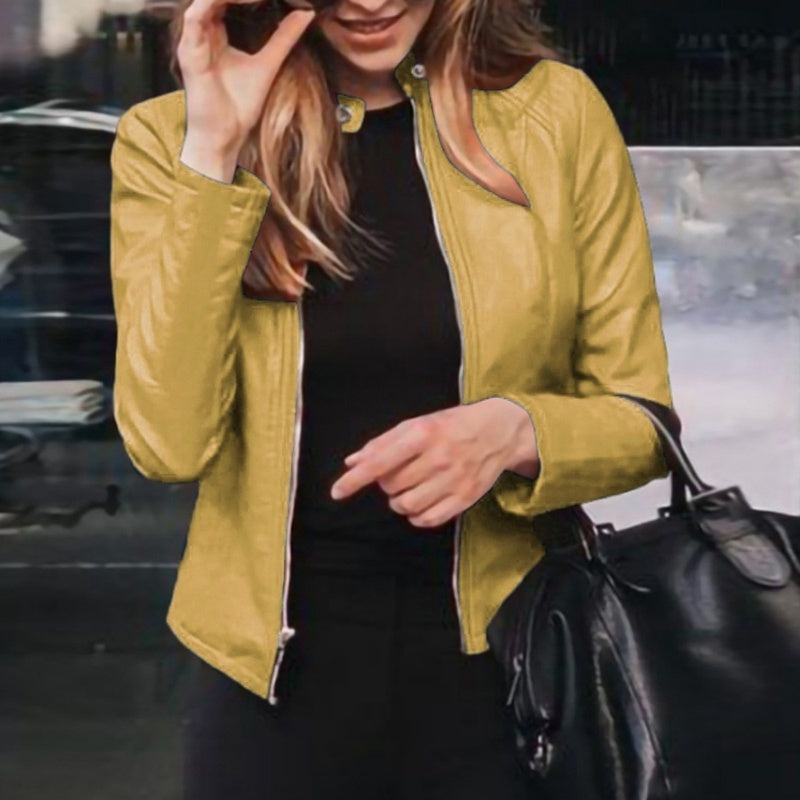 Jaqueta feminina slim fit primavera da ALLUKASA em material leve, ideal para dias frescos