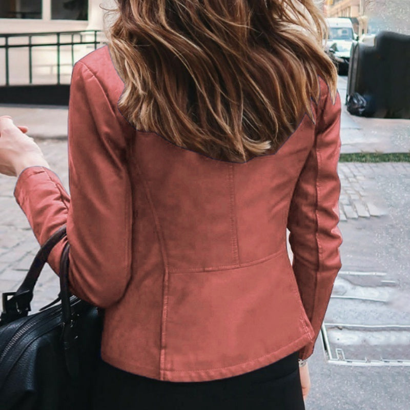Jaqueta feminina slim fit primavera da ALLUKASA em tom terroso, perfeita para looks modernos