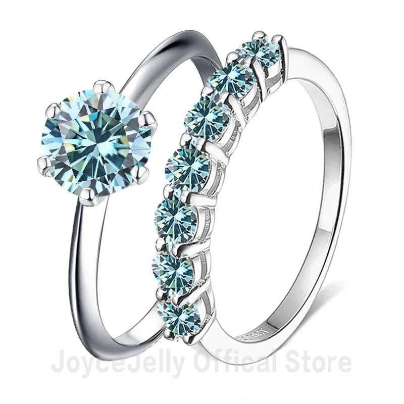 Conjunto de anéis moissanite femininos da JOYCE JELLY com design elegante e pedras brilhantes