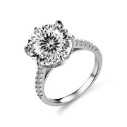 Anel de prata esterlina 925 feminino com pedra grande brilhante e detalhes delicados