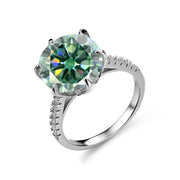 Anel de prata esterlina 925 com pedra grande colorida e detalhes brilhantes para mulheres elegantes