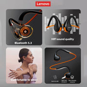 Fone de ouvido Lenovo X7 com Bluetooth 5.3 e qualidade de som HIFI, confortável e leve para uso diário