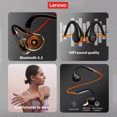 Fone de ouvido Lenovo X7 com Bluetooth 5.3 e qualidade de som HIFI, confortável e leve para uso diário