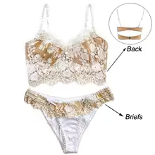 Conjunto da CINOON com sutiã de renda e calcinha feminina rendada, ideal para ocasiões especiais
