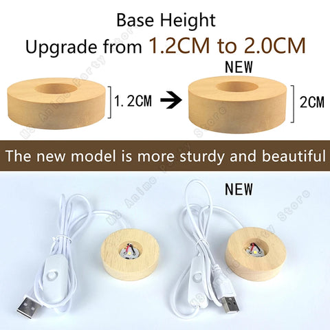 Lâmpada de led decorativa base de madeira USB com cabo e interruptor para bola de cristal decorativa brilhante 5cm