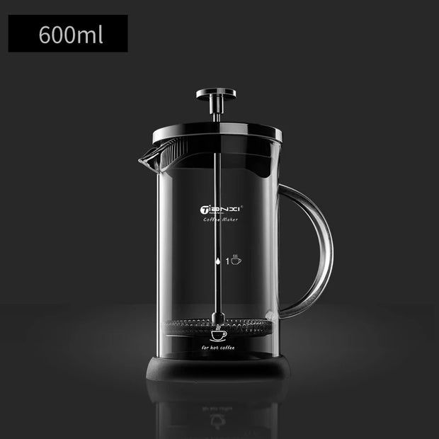 Prensa francesa de café GIANXI de 600ml, cafeteira de vidro resistente com design elegante e prático