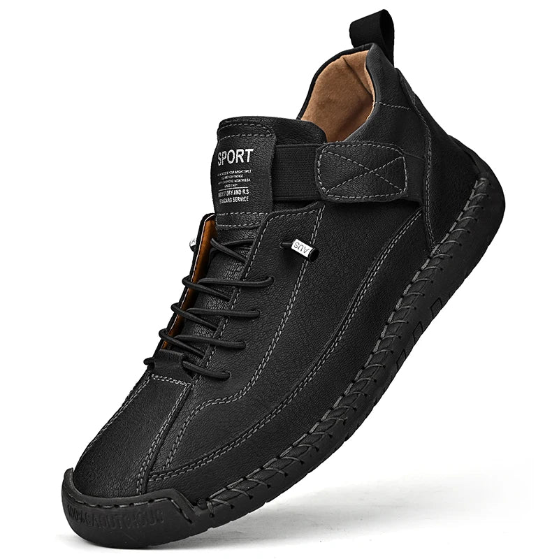 Sapatos de caminhada masculinos DMBOX em preto, ideais para conforto e estilo durante atividades ao ar livre