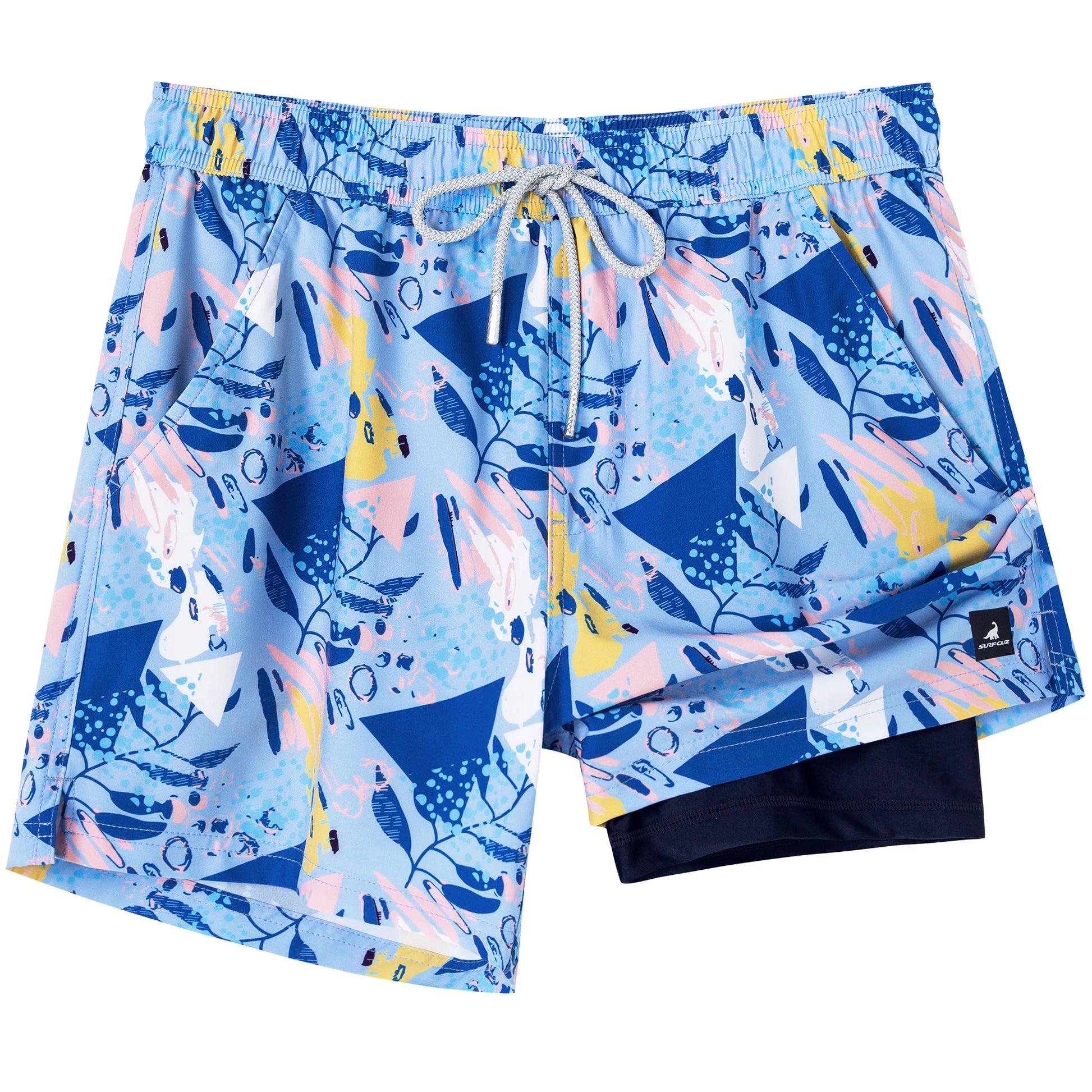 Shorts de banho masculino com forro da SURFCUZ em estampa colorida e design moderno