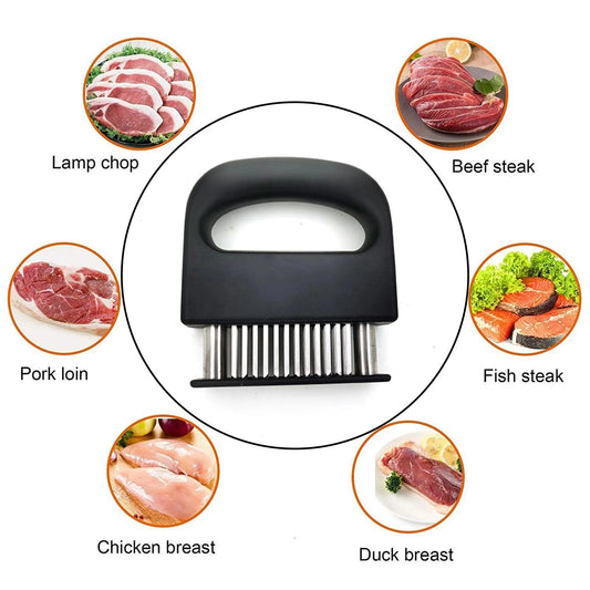 Martelo de agulha para carne com cabo ergonômico para amaciar cortes de carne facilmente
