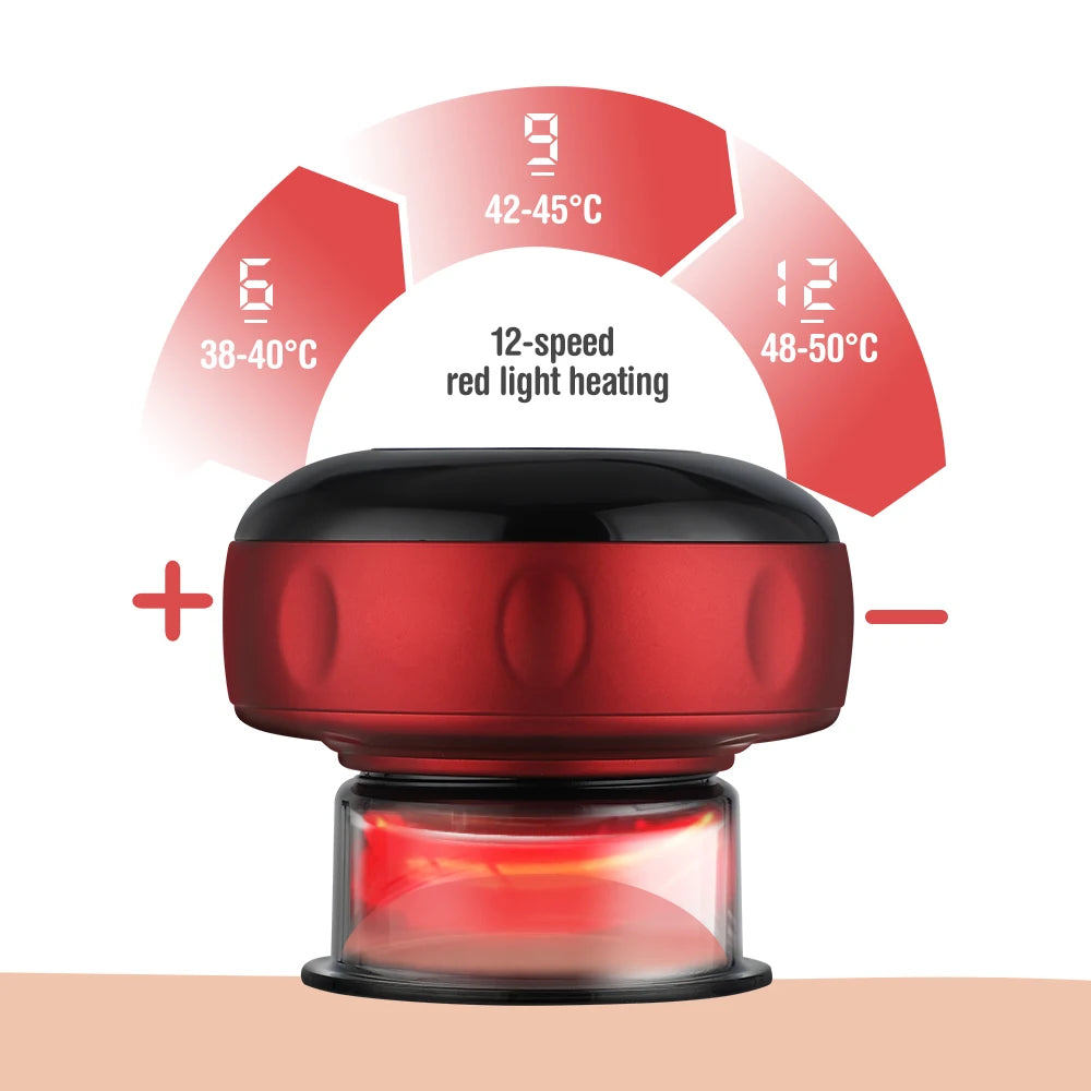 Massageador inteligente de ventosa HALLICARE com 12 velocidades e aquecimento de luz vermelha