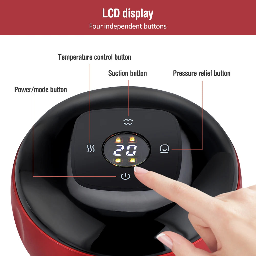 Massageador inteligente de ventosa HALLICARE com display LCD e botão de controle de temperatura