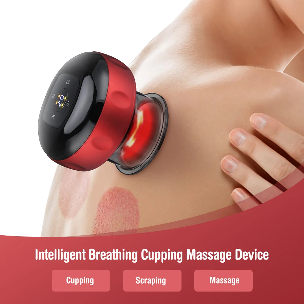 Massageador inteligente de ventosa HALLICARE com função de massagear e um design moderno para relaxamento.