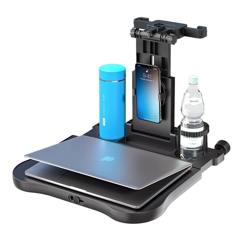 Suporte ajustável multifuncional para computador laptop, ideal como mesa de viagem para carro com espaço para bebidas
