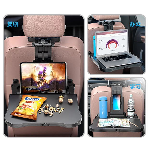 Suporte ajustável multifuncional para computador laptop como mesa de viagem para carro com espaço para bebidas e snacks