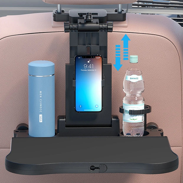 Suporte ajustável multifuncional para laptop com mesa de viagem para carro e espaço para garrafa e telefone