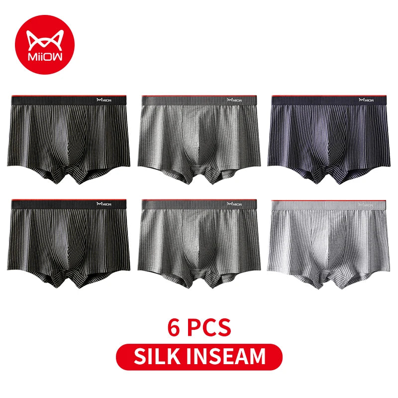 Conjunto de 6 cuecas listradas masculinas algodão antibacterianas MiiOW com conforto e estilo