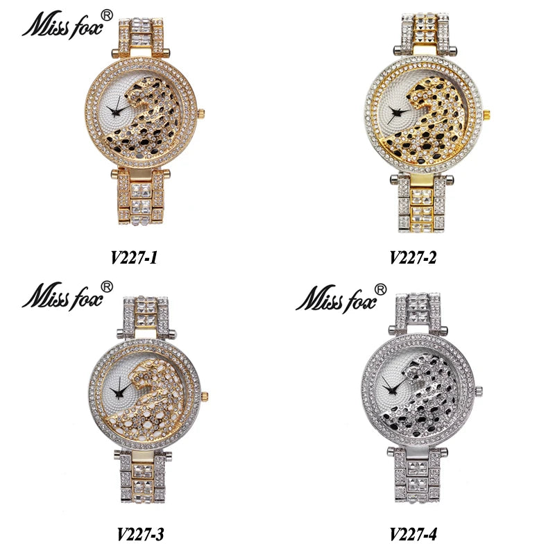Relógio feminino bling com diamantes em quatro variações de cor e design sofisticado da MISSFOX