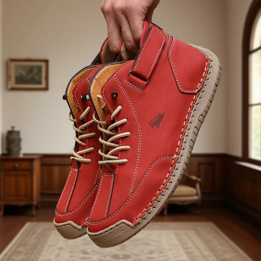 Mocassim masculino antiderrapante couro na cor vermelha, ideal para conforto e estilo no dia a dia