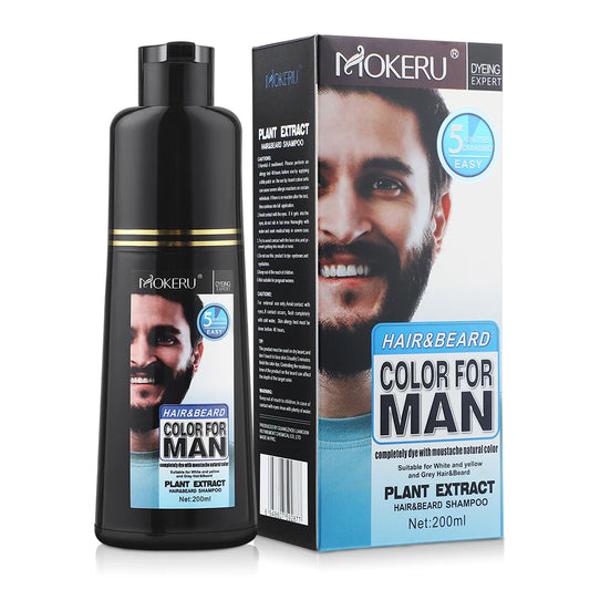 Shampoo para tingimento de barba masculina MOKERU com extrato vegetal para coloração fácil e natural